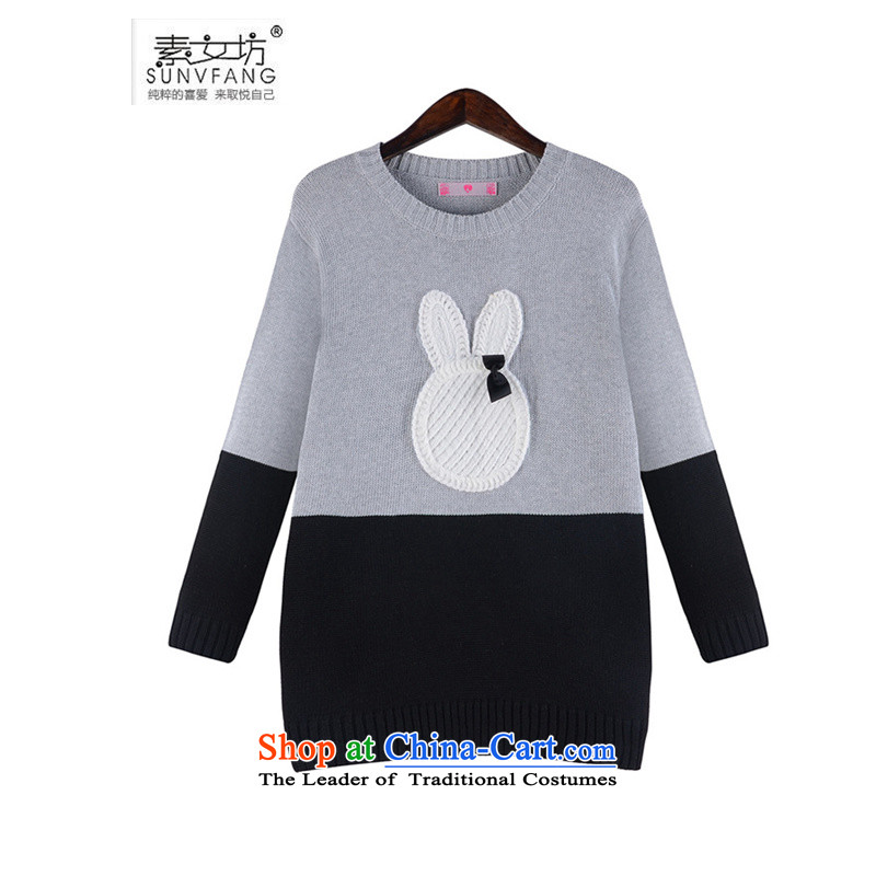 Motome workshop for larger female thick sister Kit 2015 Fall/Winter Collections of New Large Western woolen pullover rabbit ears + bon bon skirt Kit 669 sweater with black skirt 3XL recommended weight, 140-160 characters motome Fong (SUNVFANG) , , , shopping on the Internet