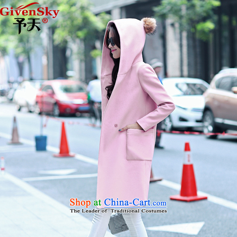 2015 Winter Olympics to Tian, Korean large relaxd thick wool coat is Ms. pink sweet in long cap jacket female commercial gross? toner M