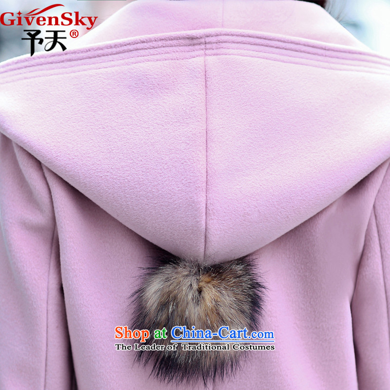 2015 Winter Olympics to Tian, Korean large relaxd thick wool coat is Ms. pink sweet in long cap jacket female commercial gross? M to Tian.... toner shopping on the Internet
