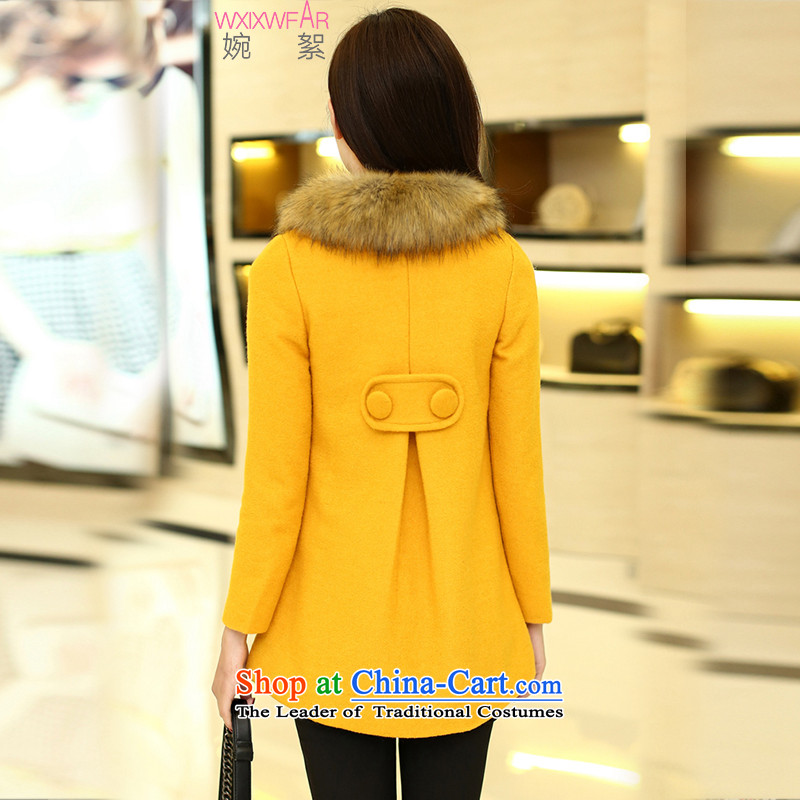 Yuen wadding autumn and winter 2015 gross overcoats girl Won? for the graphics in the Sau San long thin lapel a wool coat wind Yellow M Yuen wadding (WXIXWFAR) , , , shopping on the Internet
