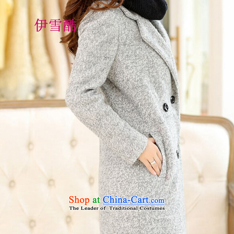 The Korean version of snow core 2015 autumn and winter in new long lapel a jacket Connie gross a wool coat female gray XL, El snow core , , , shopping on the Internet