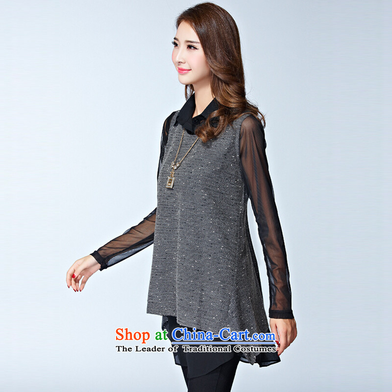 Elisabeth wa concluded card large sweater female increased to 2015 won version and thick clothes female autumn forming the mm thick sister replacing two kits for larger knitted gray XXL suitable for 120 to 140 catties of fat, Elisabeth wa concluded card (