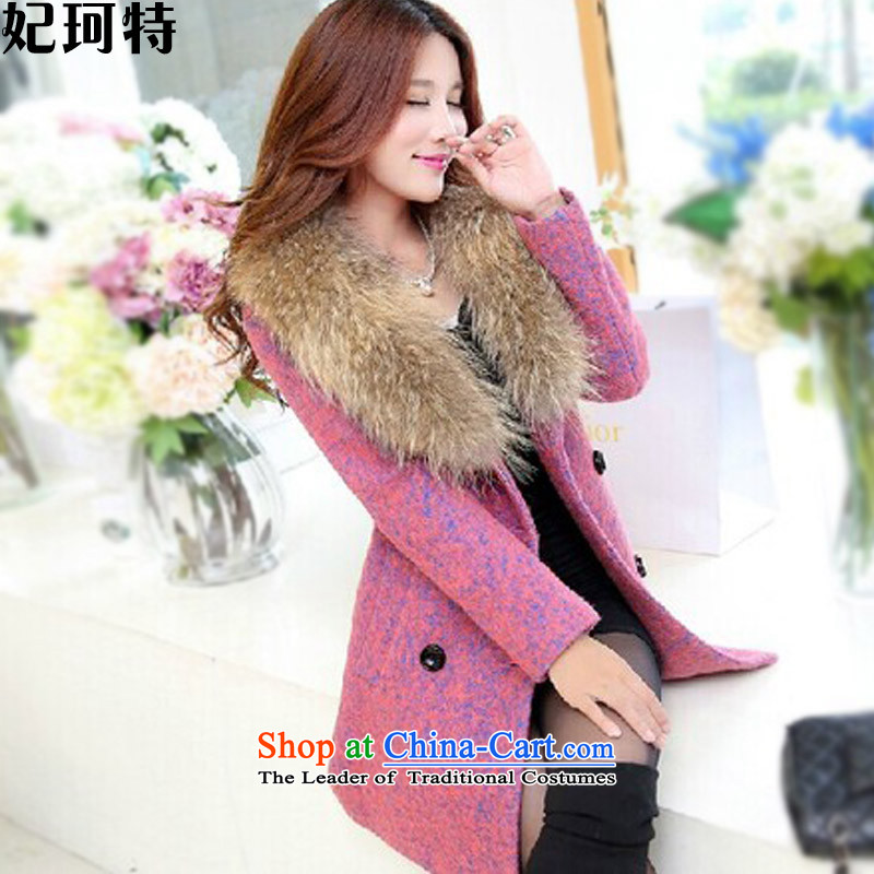 The coat can Princess Memnarch female 2015 Fall_Winter Collections of autumn, the new Korean version in the medium to long term, Sau San Mao jacket for the bold? Nagymaros spend? coats female D208 gross in redXL