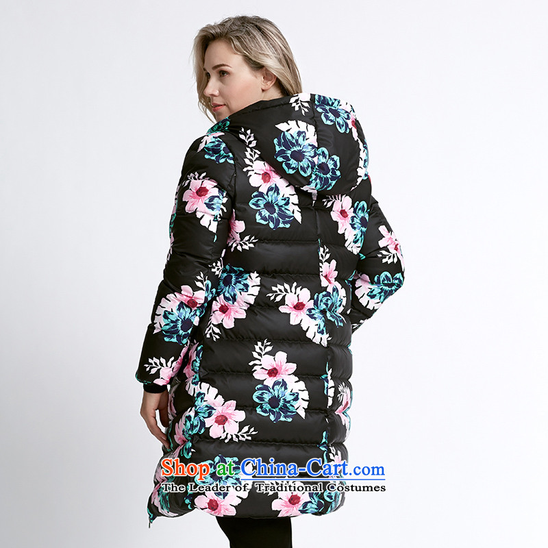 The former Yugoslavia Migdal Code women 2015 winter clothing new mm thick-color printing in long knocked down jacket 954121393) Black safflower 6XL, Yugoslavia Mak , , , shopping on the Internet
