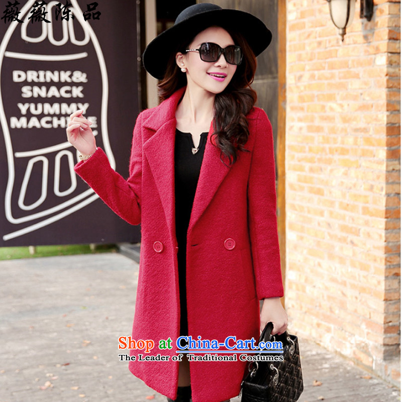 Weiwei Chen No. 2015 autumn and winter new Korean fashion in the temperament of Sau San video thin a wool coat gross? jacket 1-866-982-8688 red?XL