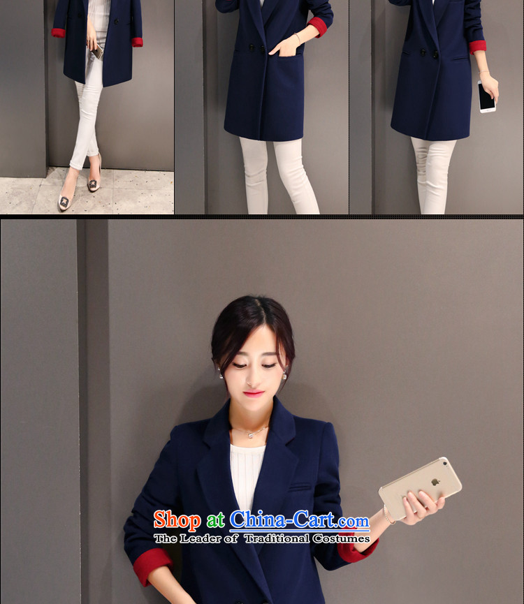 Roosch chess 2015 autumn and winter new Korean women a grain of detained lapel temperament, long jacket, Sau San female Wild hair on the cloak? Navy L picture, prices, brand platters! The elections are supplied in the national character of distribution, so action, buy now enjoy more preferential! As soon as possible.