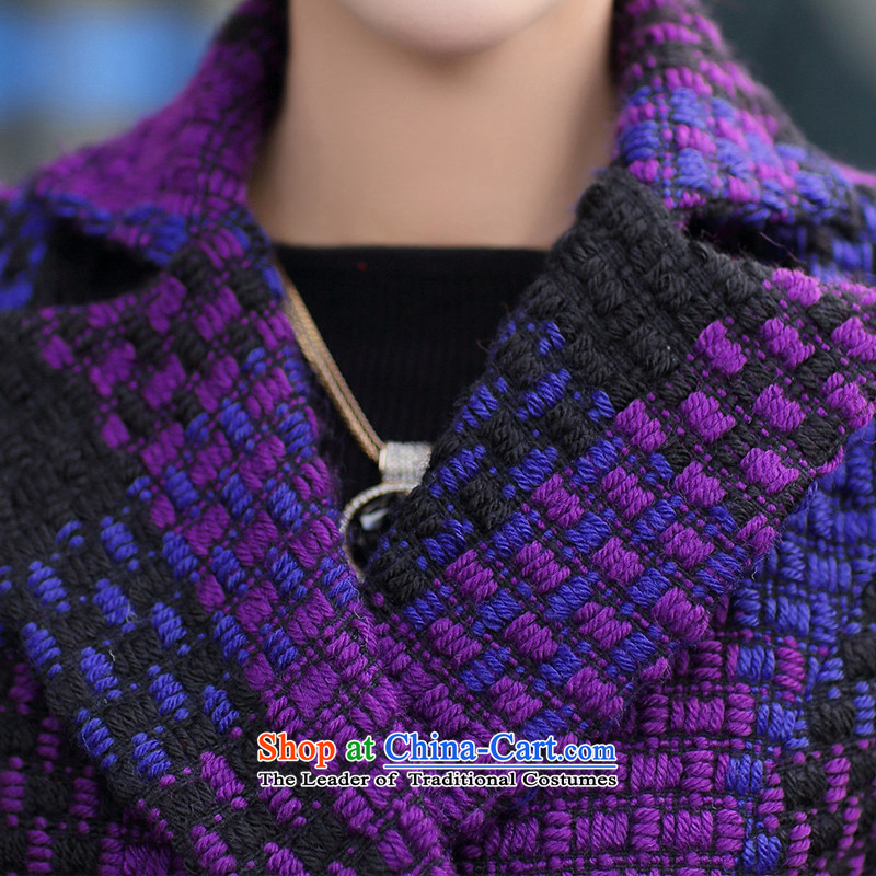 Chin-ting Connie 2015 autumn and winter new ladies hair? Jacket Korean Modern graphics thin-long lapel single row clip hair? a jacket coat female purple M Chin-ting (QIANTINGNI Ni) , , , shopping on the Internet