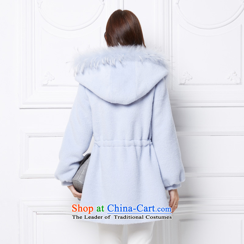 Gross girls jacket? long shadow 2015 winter incense new Korean Nuclear Sub maoulen cap a wool coat Solid Color Blue M Heung Ying (XIANGYING) , , , shopping on the Internet
