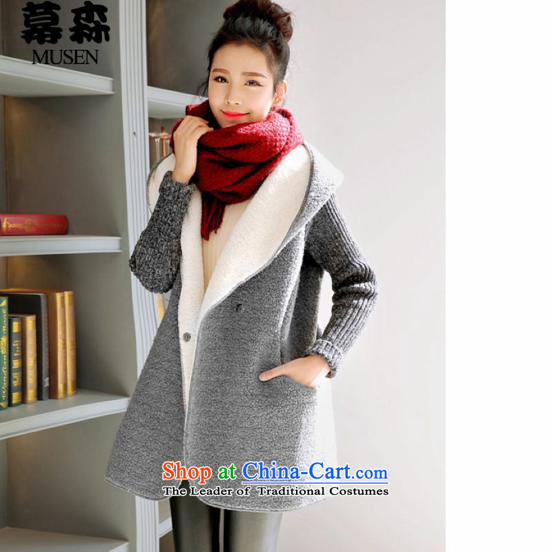   The Korean version of the 2015 Fall/Winter Collections for larger female thick mm thick winter clothing in the Lamb Wool Velvet loose long sweater jacket 200 catties can penetrate gray are codes, the sum has been pressed shopping on the Internet