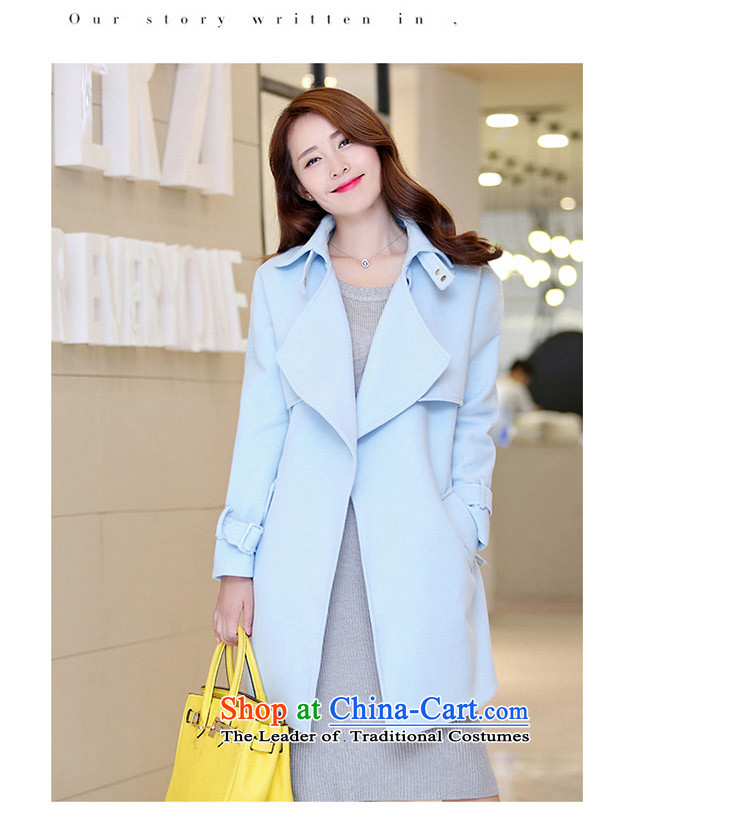 About the New 2015, hundreds of autumn and winter load stylish lapel long-sleeved Korean pure color coats that long hair?) system belt Sau San a navy blue jacket female L picture, prices, brand platters! The elections are supplied in the national character of distribution, so action, buy now enjoy more preferential! As soon as possible.