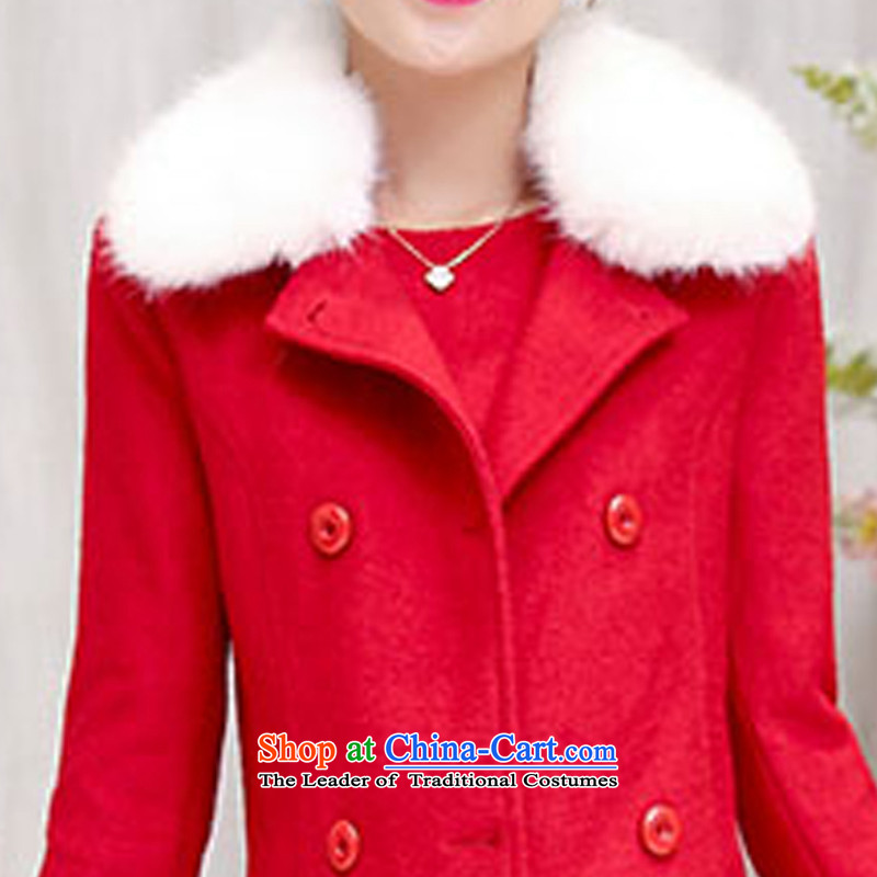 Estimated 2015 autumn to involve new for women in the new winter long solid color jacket coat? female gross 1-5341-8900 red white hair for M (JIEFULAN involved be) , , , shopping on the Internet