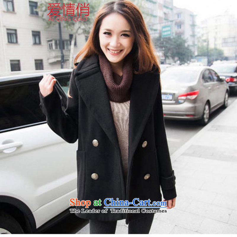 Love Is 2015 to increase the number of women with thick winter clothing. Fatsos video mm thin hair? large jacket a wool coat 931 large dark blue XXXXXL, love for (AI QING QIAO) , , , shopping on the Internet