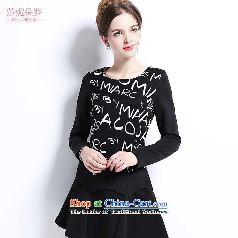 Luo Shani flower code women winter clothing to increase girls' thick graphics, thin thick sister dresses?2XL_ autumn 3304 pattern replacing taste new_