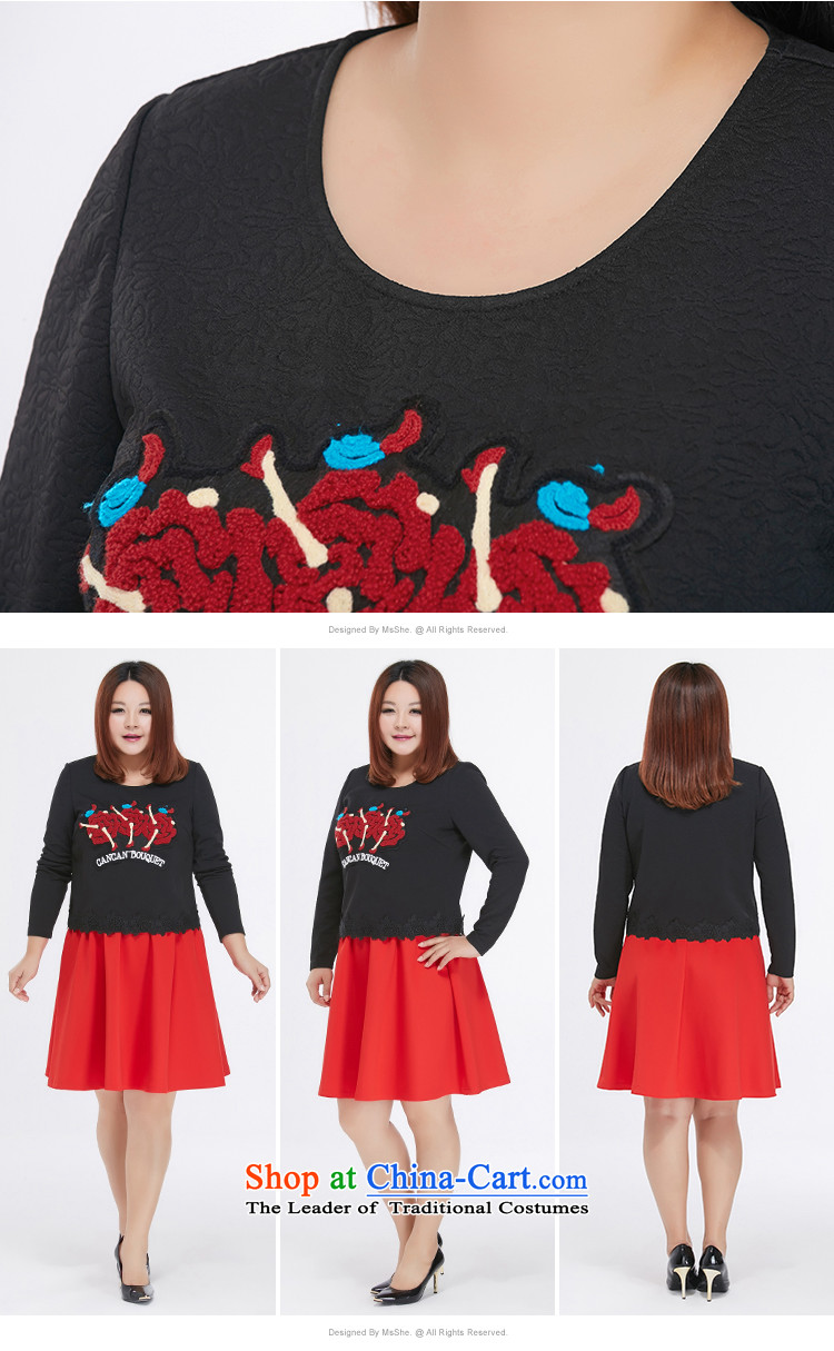 Msshe xl women 2015 new autumn and winter 200 catties embroidery stitching long-sleeved shirt shirt 10545 Black 3XL picture, prices, brand platters! The elections are supplied in the national character of distribution, so action, buy now enjoy more preferential! As soon as possible.