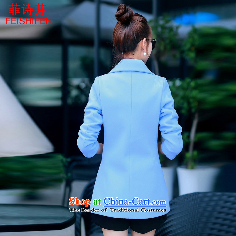 The Philippines poetry? In fun wool long thin a Sau San graphics for autumn and winter coats of leisure long-sleeved COAT 2015 new water blue , Ms Elsie Leung (XL, FEISHIFEN) , , , shopping on the Internet