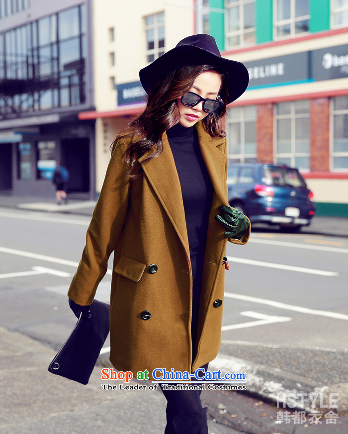 Korea has the Korean version of the Dag Hammarskjöld yi 2015 winter clothing new women's solid color lapel loose coat MR5902 gross? deep color and picture of M, prices, brand platters! The elections are supplied in the national character of distribution, so action, buy now enjoy more preferential! As soon as possible.