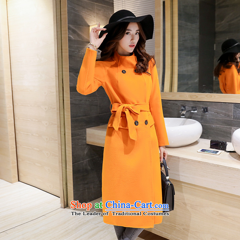 Sin has loaded the autumn and winter 2015 new Korean citizenry video thin stylish pure color in long hair? coats female orange , L, sin has shopping on the Internet has been pressed.