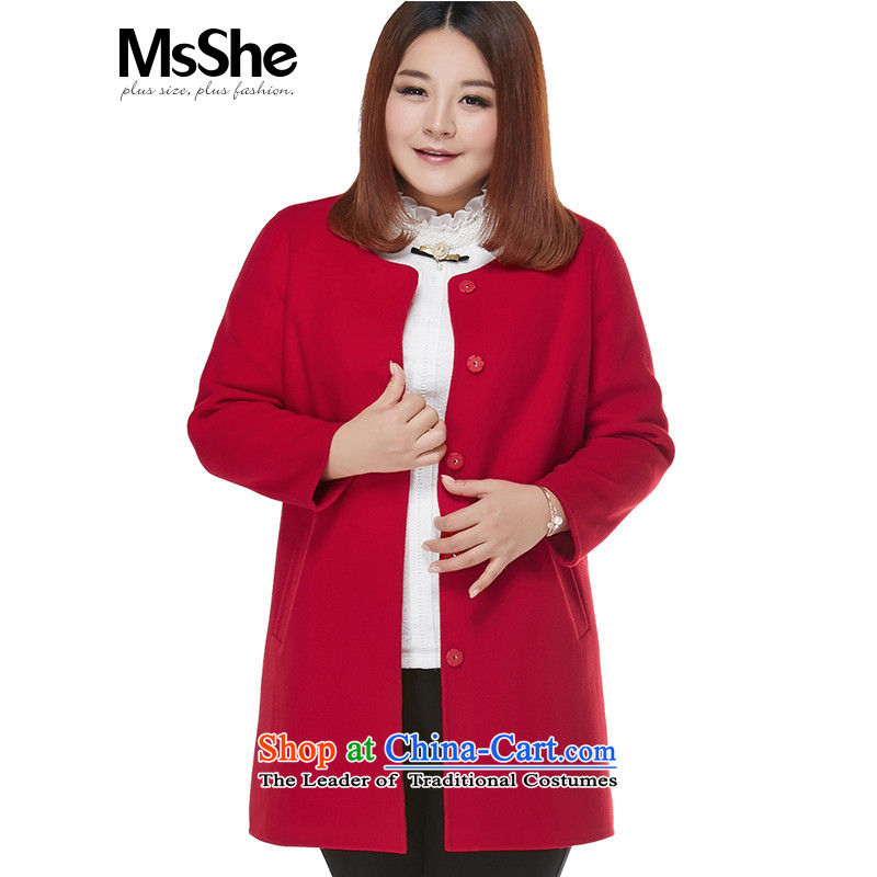 Large msshe women 2015 new autumn and winter 97_ wool double-sided gross jacket for pre-sale? 10455 Red 2XL