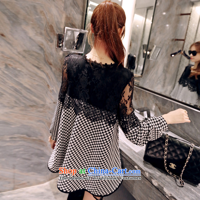 Shinu party-load new autumn 2015 Korean version of large numbers of ladies thick MM video thin loose lace stitching long-sleeved dresses there were 6,616 hotel picture color XXXL, Siu-yee , , , shopping on the Internet