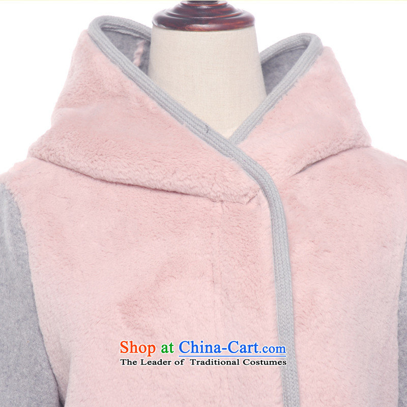 Ms. heung woolen coat 2015 winter shadow new Korean Sau San with cap wool sweater in a long shadow style Aroma M, Pink (XIANGYING) , , , shopping on the Internet