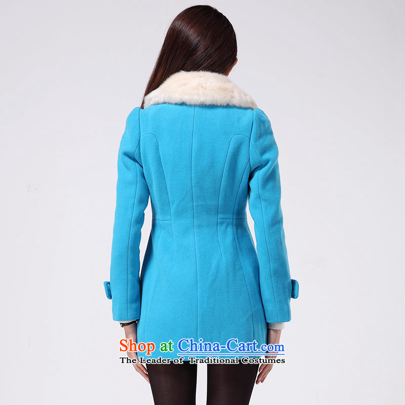 Flower In winter the new Korean female presence among the gross? jacket for the gross Sau San a wool coat 29DD72936 lake blue S, flower to (duoyi) , , , shopping on the Internet