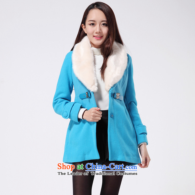 Flower In winter the new Korean female presence among the gross? jacket for the gross Sau San a wool coat 29DD72936 lake blue S, flower to (duoyi) , , , shopping on the Internet