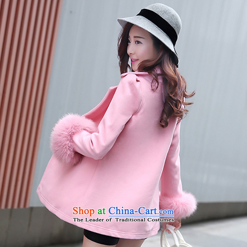 The Gangnam grass in the autumn and winter new long hair? coats female wild stylish Sweet, Sau San elegant double-pink jacket coat , L, Gangnam-gu, Seocho shopping on the Internet has been pressed.