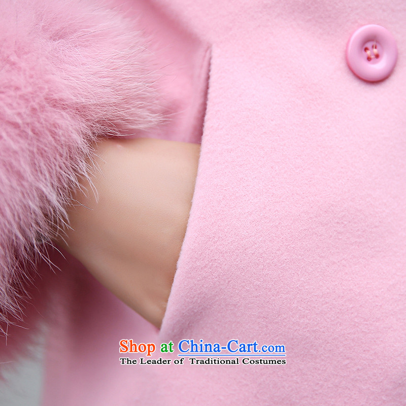 The Gangnam grass in the autumn and winter new long hair? coats female wild stylish Sweet, Sau San elegant double-pink jacket coat , L, Gangnam-gu, Seocho shopping on the Internet has been pressed.