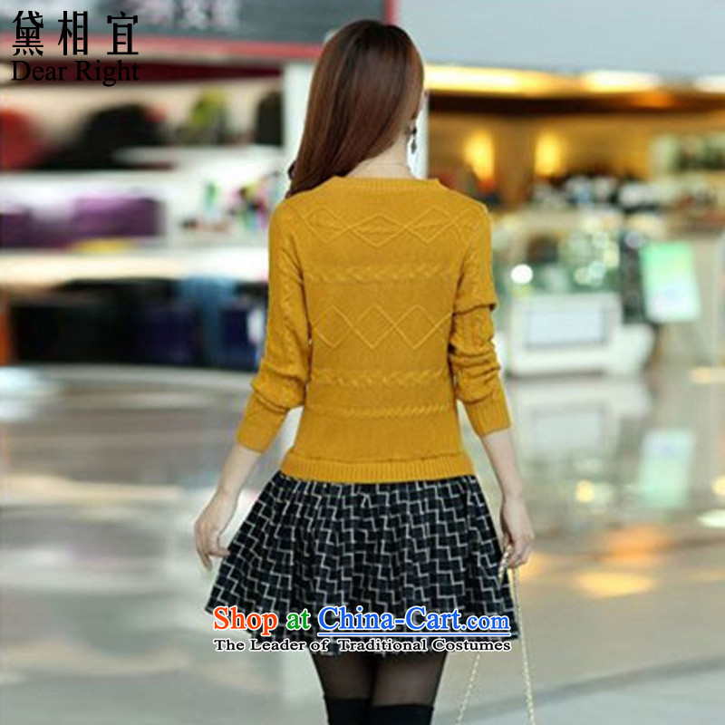 Doi affordable 2015 autumn and winter to increase women's code thick sister MM leave two forming the knitted sweaters dresses 200 catties video in thin long skirt 3XL( yellow 170-200), the burden of recommendations (dearright affordable Doi) , , , shopping on the Internet