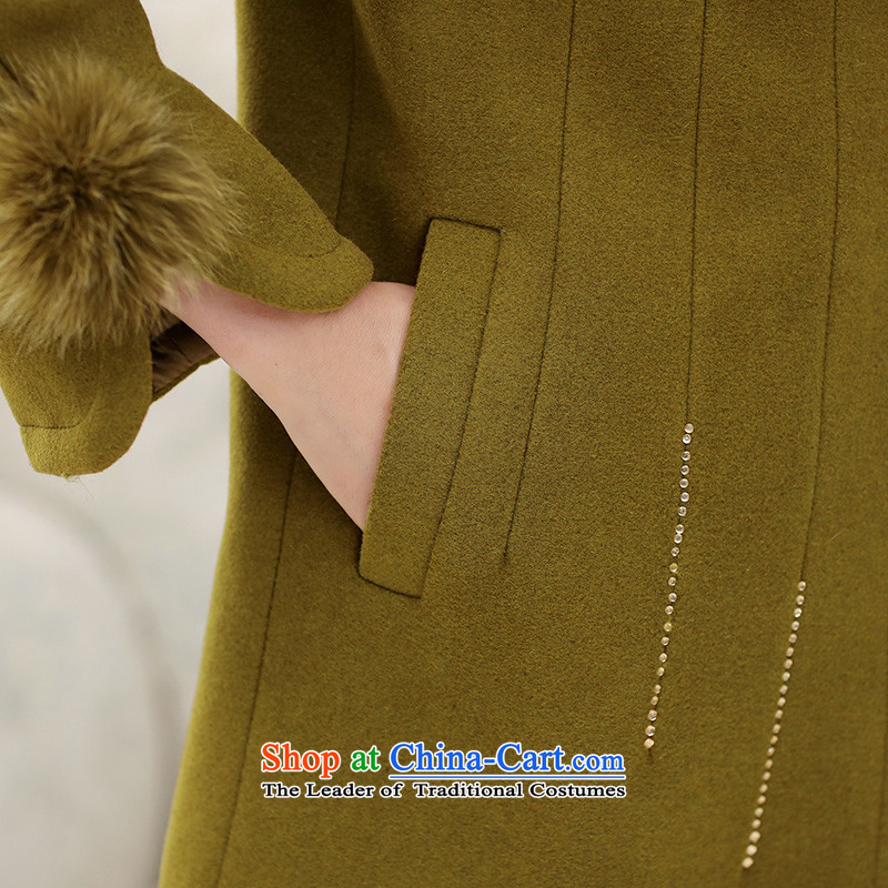 The voice of the mother with winter coats and stylish in gross? Older Women's larger solid color for gross coats Qiu Xiang XXL, statement of the yellow tone (YANQINGZHIYIN) , , , shopping on the Internet