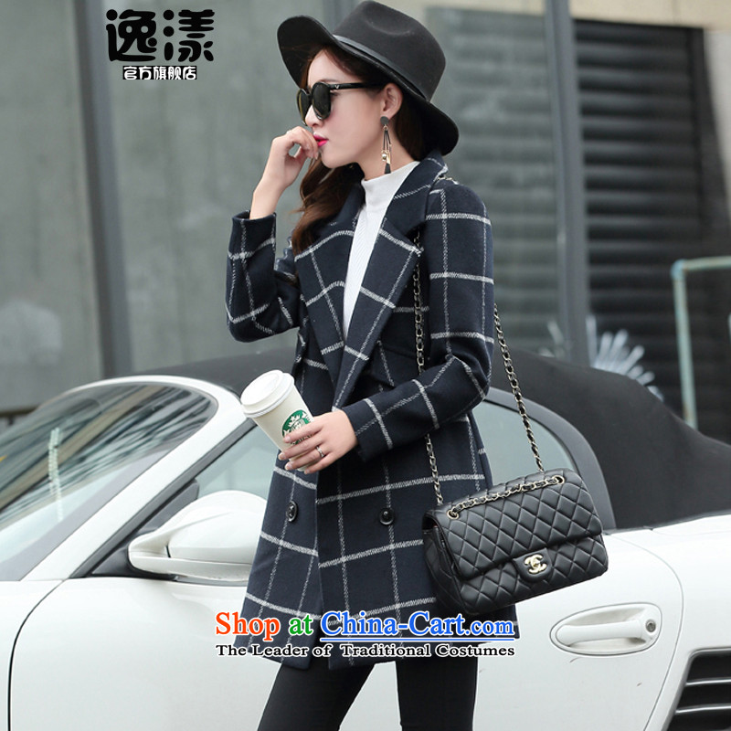 The easel 2015 Autumn Yat new Korean Cashmere Sweaters coats and stylish, Japan and the rok grid Sau San cards in a large long thin hair? coats video female Stylish coat orange, L, Yat filled , , , shopping on the Internet