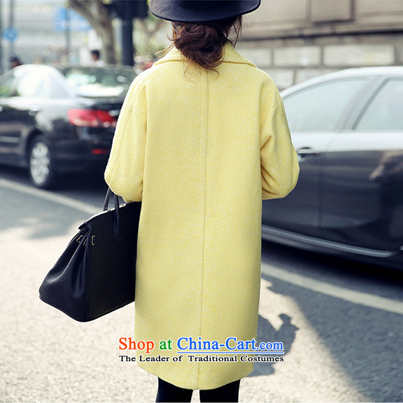 Mya Pak gross jacket coat? The autumn and winter 2015 female new Korean version in the Sau San long a wool coat windbreaker lemon yellow M Miu Park shopping on the Internet has been pressed.