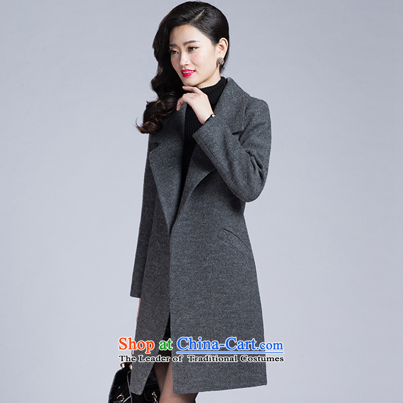 Siu Pang Daomu gross? female Korean coats autumn and winter coats on what new larger female body decorated leisure suit windbreaker girl in the long load mother a coat of the N8 model mobile phone stylish gray XL, terry foot massage (XIAOMU) , , , shoppin