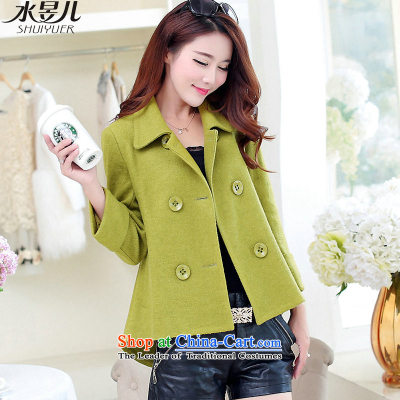 Water-wook of the 2015 autumn and winter new graphics thin hair so Sau San Jacket Korean short, Ms. small jacket double-a wool coat olive green?M