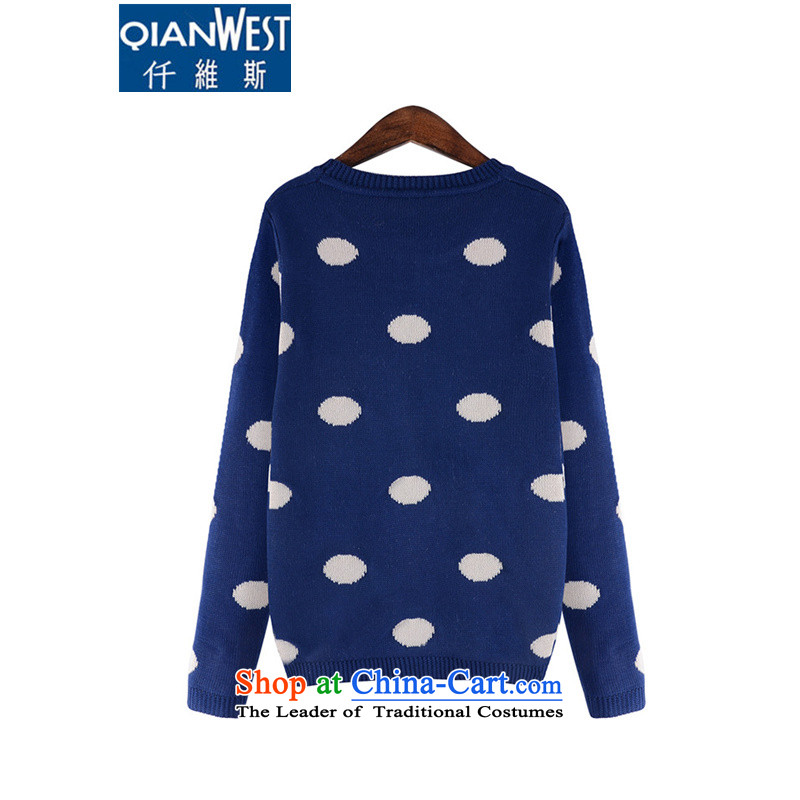 The Scarlet Letter, thick sister larger sweater 2015 Western large women with new expertise autumn MM simple dot woolen pullover 675 Blue 4XL recommendations 160-180, 250 weight (QIANWEISI) , , , shopping on the Internet