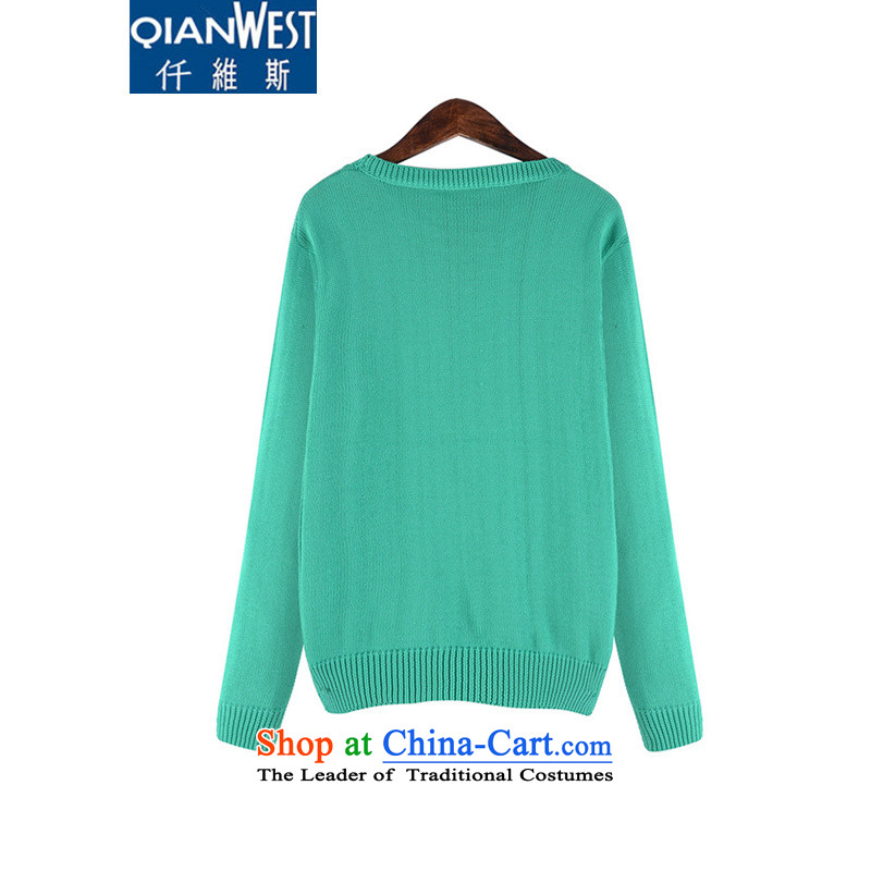 The Scarlet Letter, larger female thick sister Sun-Dok 2015 Fall/Winter Collections Western new long-sleeved Pullover sweater thick solid color candy MM 672 green 5XL sweater 180-215 recommended weight, Shigeru (QIANWEISI) , , , shopping on the Internet