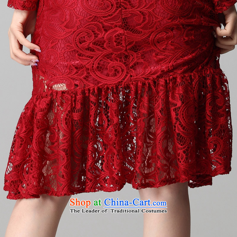 C.o.d. Package Mail to xl dresses autumn 2015 new boxed lace wine red long-sleeved gown bows skirt thick mm thin short skirts black graphics 3XL approximately 155-170, land is of Yi , , , shopping on the Internet
