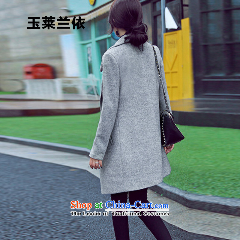 In accordance with the 2015-yuk leyland autumn and winter new gross girls jacket? Long Korean version of a wool coat female gray M-yuk (YLLY LEYLAND) , , , shopping on the Internet