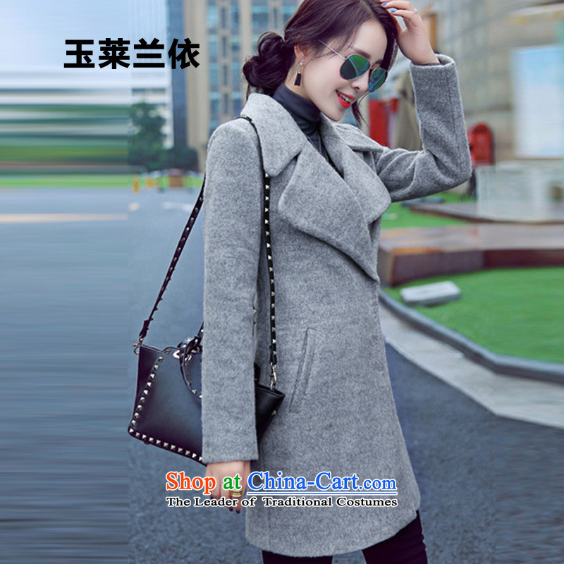 In accordance with the 2015-yuk leyland autumn and winter new gross girls jacket? Long Korean version of a wool coat female gray M-yuk (YLLY LEYLAND) , , , shopping on the Internet