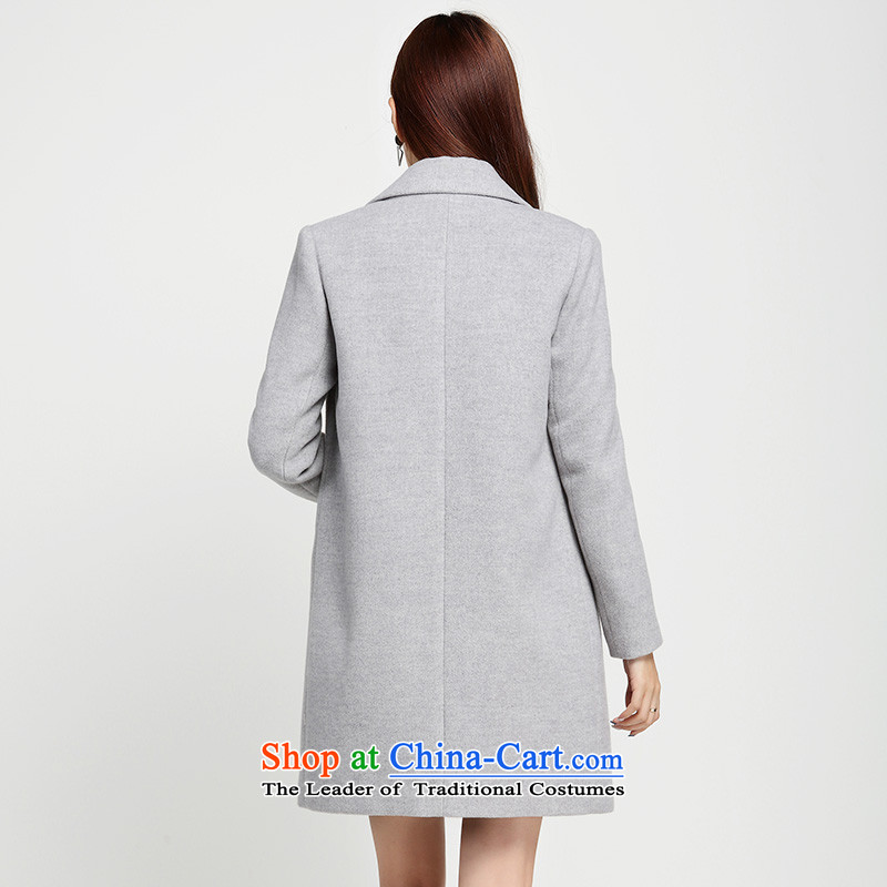 In the medium to long term, woolen coat female Heung Ying 2015 winter clothing new Korean minimalist temperament gross flows of pure color jacket is gray , L, incense and stylish (XIANGYING shadow) , , , shopping on the Internet