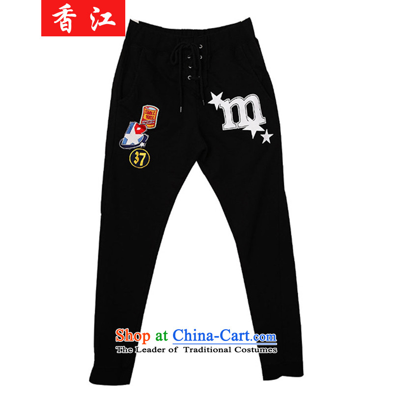 Xiang Jiang to increase women's code thick mm thick sister 200 pack autumn catty video thin package early autumn sweater pants and two piece 357 Large Black 5XL, Xiangjiang , , , shopping on the Internet