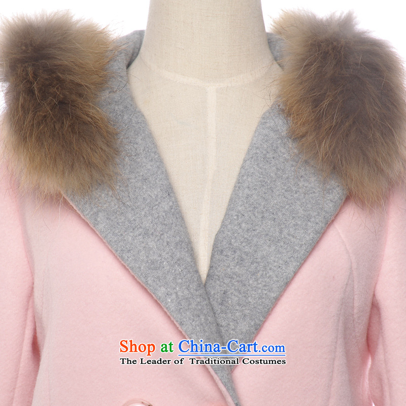 Double-jacket female incense gross? film 2015 winter clothing new long-sleeved gross collar cap a wool coat in pink , L, incense long shadow style (XIANGYING) , , , shopping on the Internet