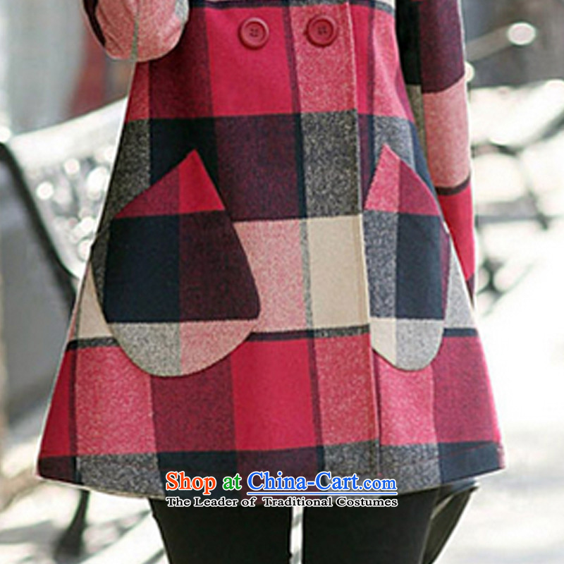 America where Tian Cheng 2015 autumn and winter new Korean double-checked in gross? jacket long a wool coat 6221 G RED M Lok where Tian Cheng , , , shopping on the Internet