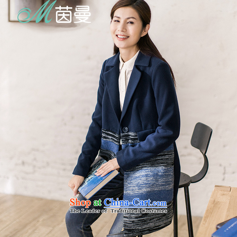 Athena Chu Cayman?2015 winter clothing new arts jacquard yarn long coats_?? _8543210427 coats  deep blue?M