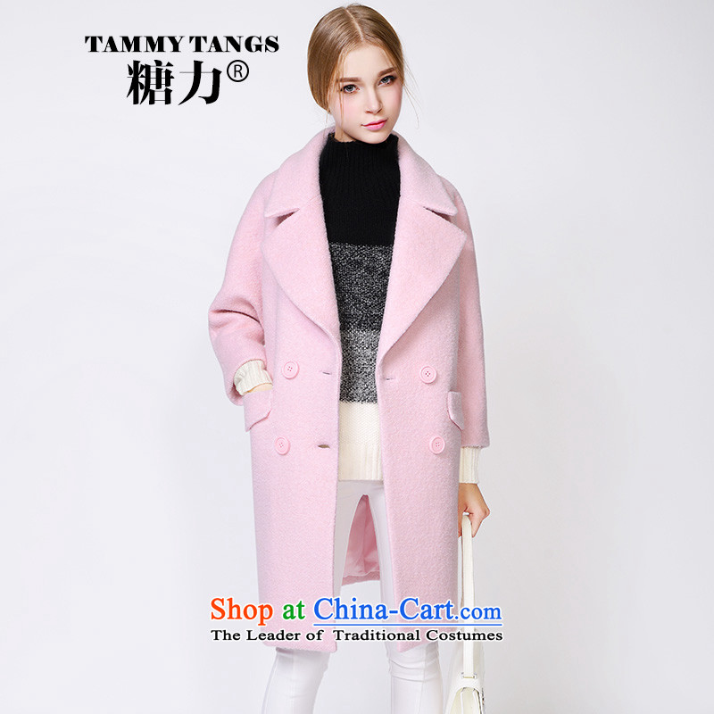 In?2015 winter sugar new European site pink double-reverse collar long Fleece Jacket coat? gross Sweet Heart toner?S