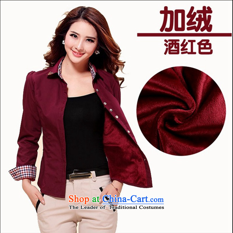 After the Rain early Qing larger plus lint-free t-shirt female winter shirts to increase long-sleeved shirt Liberal Women Code 2015 Spring new wine red velvet 5XL, Yan 祎 plus Advisory Committee (INCLOTOR) , , , shopping on the Internet