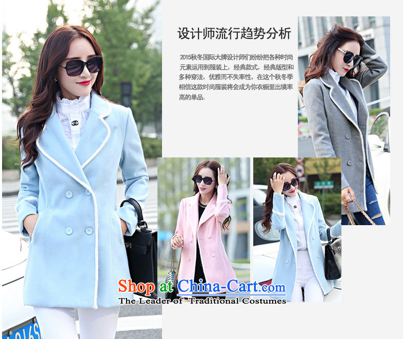 The Korea-U.S. customers  with new autumn 2015 Korean Sau San double-gross lapel female coat? long-sleeved sweater M015 BLUE XL Photo, prices, brand platters! The elections are supplied in the national character of distribution, so action, buy now enjoy more preferential! As soon as possible.