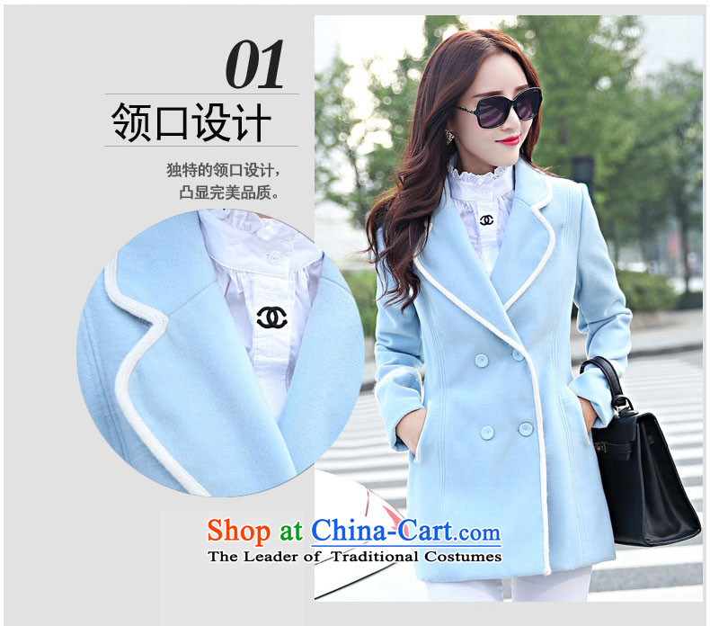 The Korea-U.S. customers  with new autumn 2015 Korean Sau San double-gross lapel female coat? long-sleeved sweater M015 BLUE XL Photo, prices, brand platters! The elections are supplied in the national character of distribution, so action, buy now enjoy more preferential! As soon as possible.