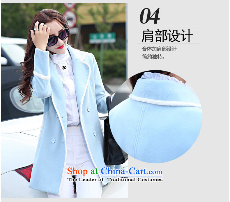 The Korea-U.S. customers  with new autumn 2015 Korean Sau San double-gross lapel female coat? long-sleeved sweater M015 BLUE XL Photo, prices, brand platters! The elections are supplied in the national character of distribution, so action, buy now enjoy more preferential! As soon as possible.