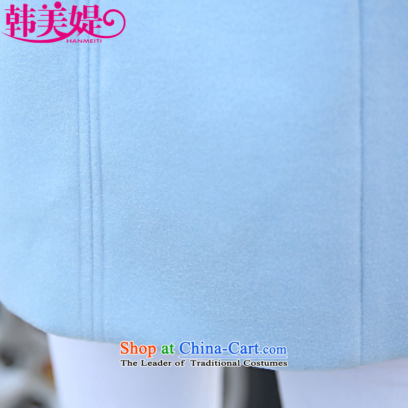 The Korea-U.S. customers  with new autumn 2015 Korean Sau San double-gross lapel female coat? long-sleeved sweater M015 BLUE XL, Korea-U.S. customers , , , shopping on the Internet